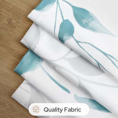 HOMEIDEAS Non-See-Through Teal and White Privacy Sheer Curtains 52 X 96 Inch - Image 7