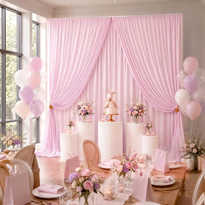 40ftx10ft Wrinkle Free Light Pink Backdrop Curtains - Image 5