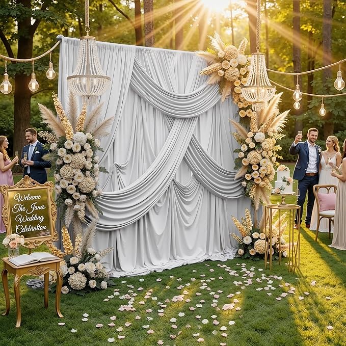30ft x 10ft Wrinkle Free Silver Backdrop Curtain - Image 5