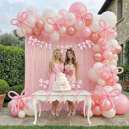 Pink White Bow Birthday Decorations - Image 4