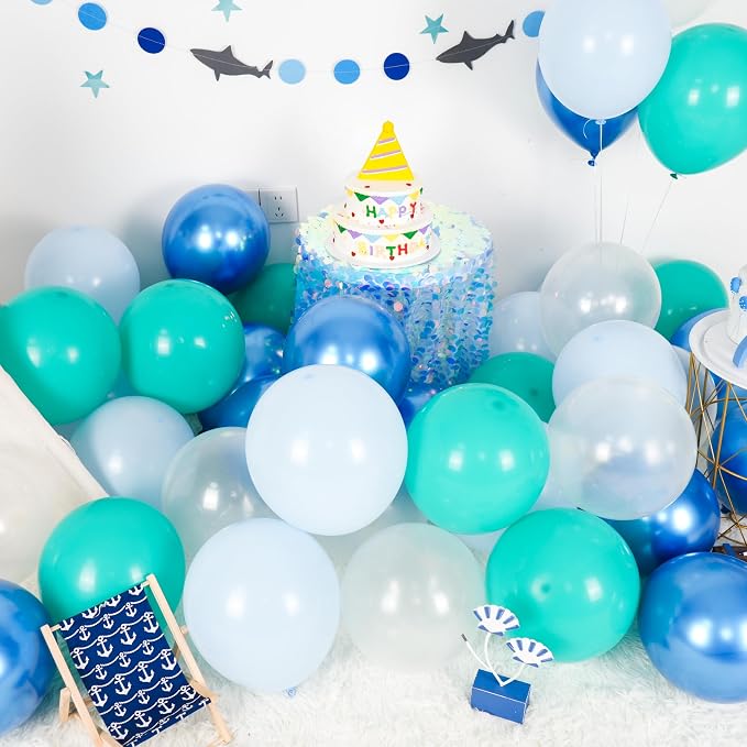 Ocean Under The Sea Balloon, 12 Inch Teal Blue Balloons Turquoise Blue and - Image 3