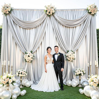 10x10ft Silver Glitter Backdrop Curtain - Image 5