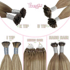 YoungSee K Tip Hair Extensions Real Human Hair Ombre Light Brown Balayage Blonde Ktip Real Hair Extensions Human Hair 24In 1G/S 50G