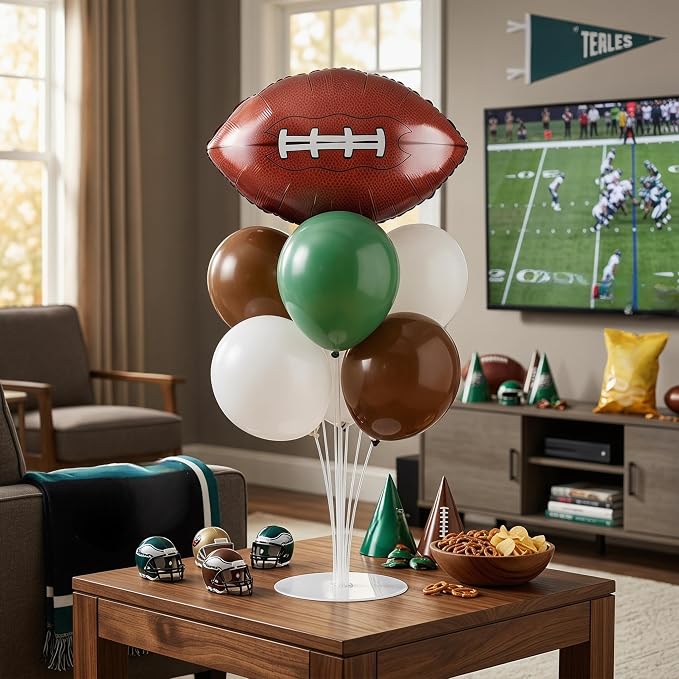 Football Party Balloons Stand Kit 2 Sets, Rugby Ball Foil Balloon Table - Image 6
