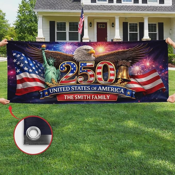 Personalized 250 Years of Freedom USA Banner 1776-2026, Patriotic American - Image 6