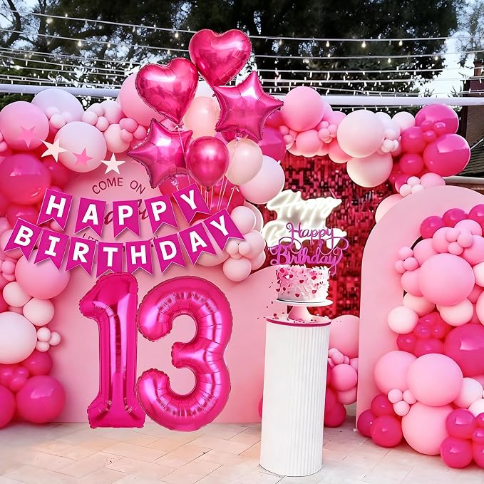 40 Inch Number Balloons Hot Pink 13 Pink Themed 31st 13rd Birthday Party | - Image 4