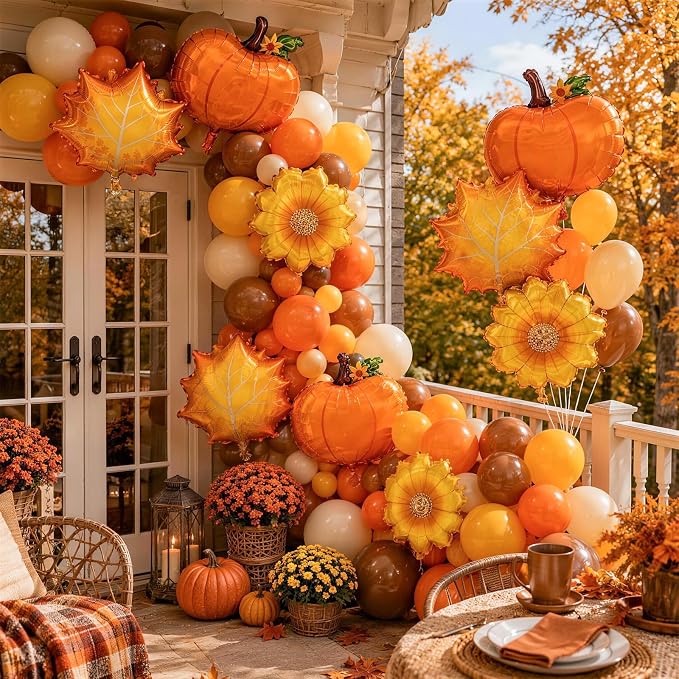 Fall Foil Balloons, Sunflower Pumpkin Maple Leaf Balloon - Image 7