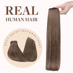 GOO GOO Clip in Hair Extensions Real Human Hair, Remy Human Hair Extensions Clip ins for Women, Natural Human Hair, 20inch 130g 7Pcs, #5 Light Ash Brown