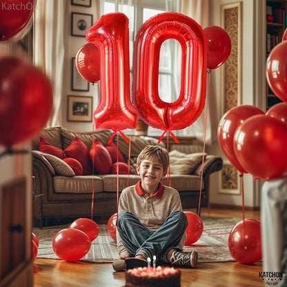 KatchOn Red 10 Balloon Number 40 Inch, 10th Birthday Decorations | Balloons - Image 4