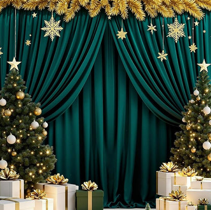 Hunter Green Backdrop Curtains for Parties Wedding Curtains Rod Pocket Green by MEETSKY