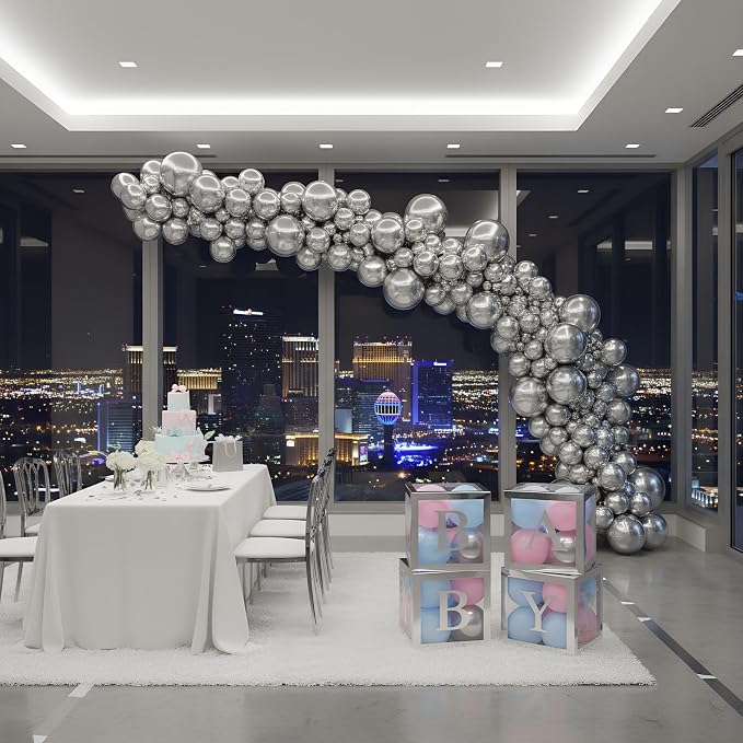 Vellax 146-Pc Metallic Silver Balloon Garland Arch Kit, Baby Shower | 146-pc - Image 7