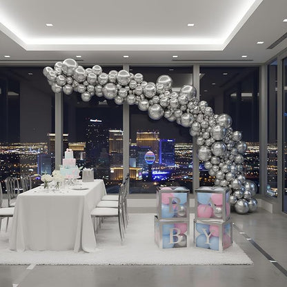 Vellax 146-Pc Metallic Silver Balloon Garland Arch Kit, Baby Shower | 146-pc - Image 7