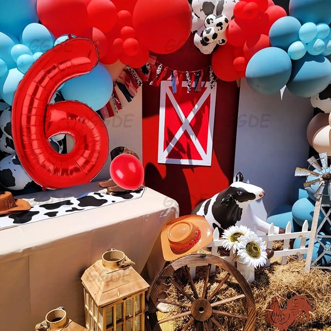 40 Inch 6 Red Number Balloons Mylar Foil Balloons 6th Birthday Party Decor | - Image 3