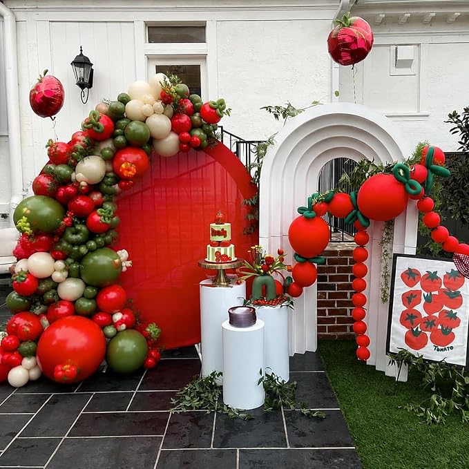 Red and Green Tomato Balloons Arch Kit - Image 6