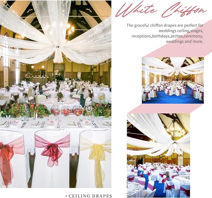 8 Panels White Ceiling Drapes for Wedding Ceiling Drapes 5ftx20ft Wedding Arch - Image 6