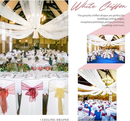 8 Panels White Ceiling Drapes for Wedding Ceiling Drapes 5ftx20ft Wedding Arch - Image 6