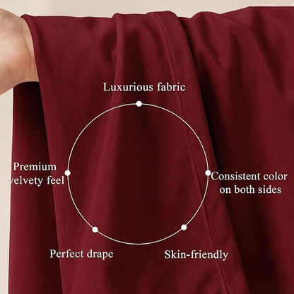 Red Velvet Curtains Extra Long for Chrismas Decor, W52 x L102, Room Darkening - Image 4