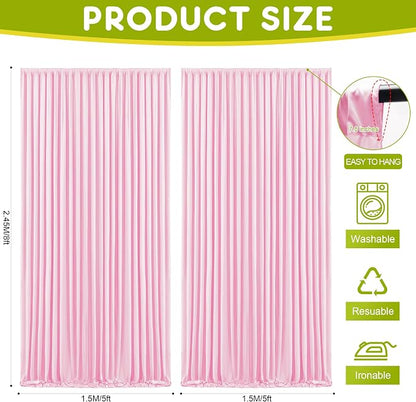 Pink Backdrop Curtain for Wedding Parties Backdrop Drapes 10x8FT | Wrinkle Free - Image 2