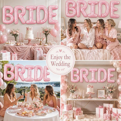 40 Inch BRIDE Balloons Engagement Party Decorations, Pearl Pink Bride Letter - Image 7