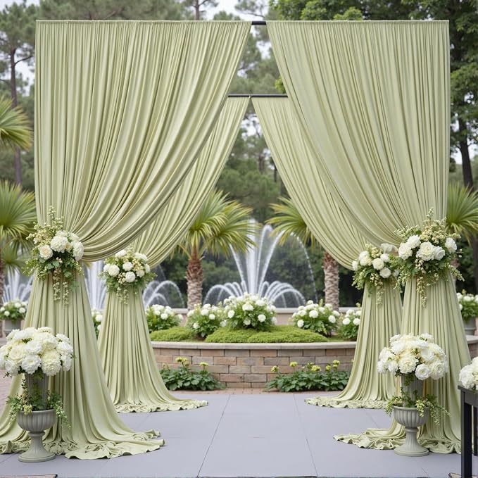 10 ft x 8 ft Wrinkle Free Light Green Backdrop Curtain - Image 5