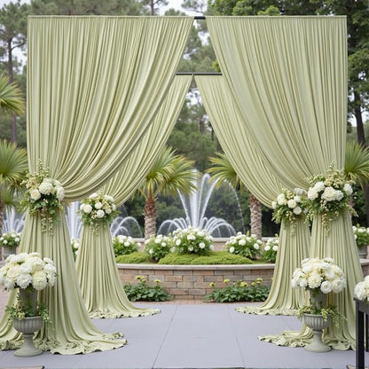 10 ft x 8 ft Wrinkle Free Light Green Backdrop Curtain - Image 5