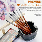 DUGATO Artist Paint Brush Set (10 Sizes) - Fine Tip Round Synthetic Brushes for Watercolor, Acrylic, Gouache, Oil Painting & Crafts - Professional Quality Art Supplies