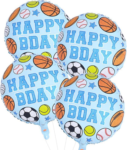 Sports Birthday Balloons Party Decorations, 18 Inch Inflatable HAPPY BDAY Mylar by Paeyeq