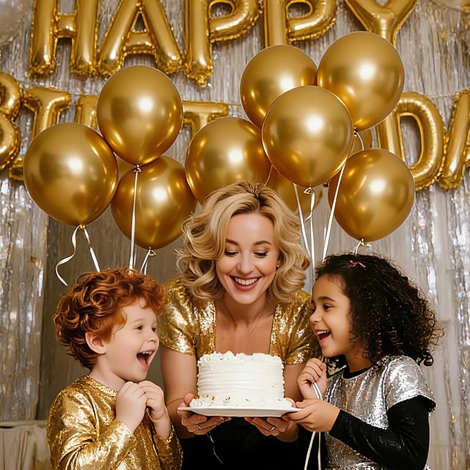 LOLStar Metallic Gold Balloons, 12 inch Latex Round Balloon | Birthday - Image 7