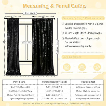 Black Sequin Backdrop 4 Panels 2FTx8FT Halloween Party Backdrop Curtains | - Image 8