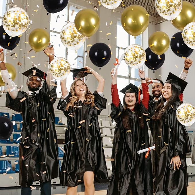 CANREVEL 120pcs Black and Gold Balloons Confetti Metallic Black Gold Latex - Image 6