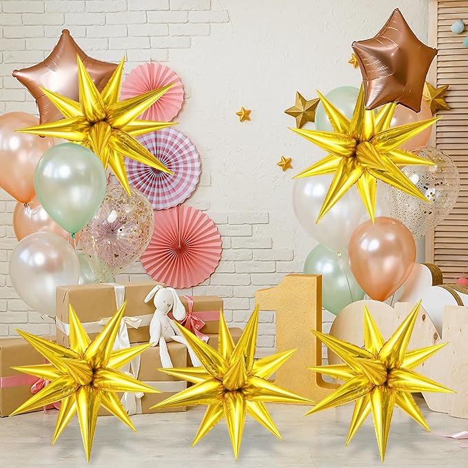60 Pcs Star Balloons Explosion 12 Point Foil Cone Balloons Magic Balloon Large - Image 2