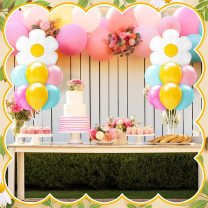 Seematn 2 Set Daisy Balloon Stand Kits Pastel Pink Green Yellow Balloons Sticks - Image 6