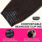 Lashey Seamless Clip in Hair Extensions Human Hair #2 Dark Brown Kinky Straight 7 Pcs 110g 14 Inch Soft Flat PU Weft Real Human Hair Clip in for Women