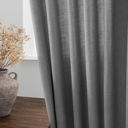 Extra Long Dark Grey Linen Curtains 2 Panels 102 Inches Long - Image 4