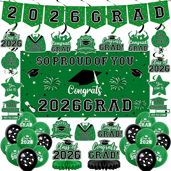 59Pcs Graduation Decorations 2026 Backdrop Balloons Banner Centerpiece Hanging by Yunfan