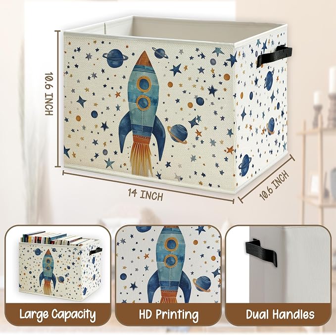 Outer Space Rocket Nursery Storage Basket - Image 5