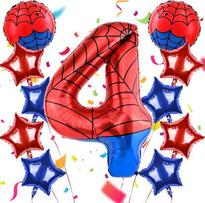40 Inch Spider Theme Number Balloon, Number Block Foil Number 4 Balloons Large by AXBMM