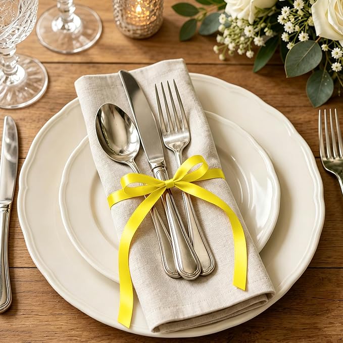 3/8In 30Yards Lemon Yellow Thin Ribbon - Image 7