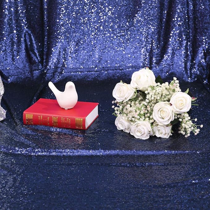 Poise3EHome 6FT x 8FT Navy Blue Sequin Photography Backdrop Curtain - Image 9