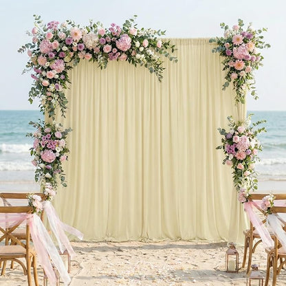 Beige Backdrop Curtain for Wedding Parties Backdrop Drapes 10x10FT | Wrinkle - Image 5