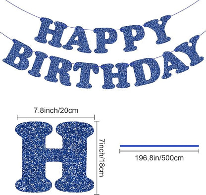 Blue Happy Birthday Banner Birthday Party Decorations Sign Garland Bunting - Image 6