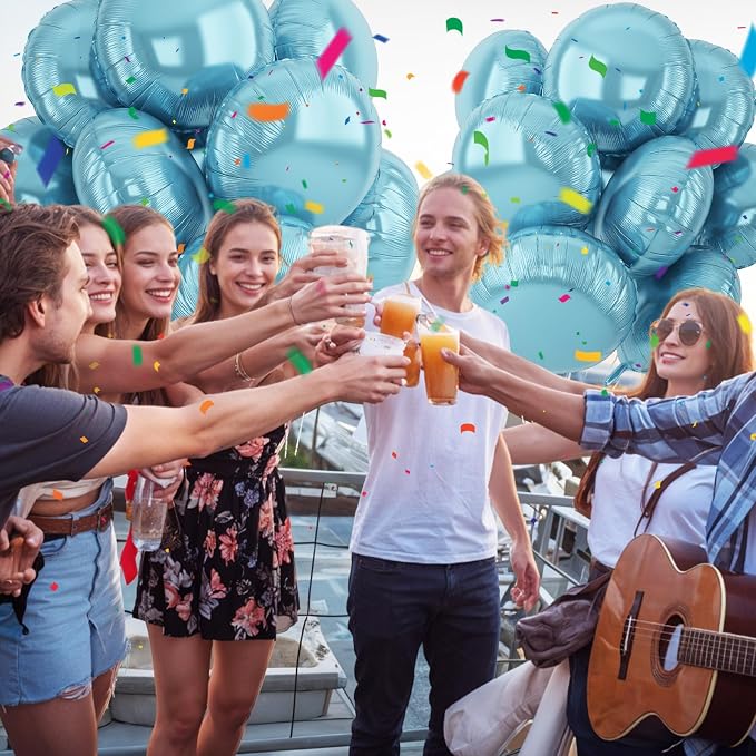 20PCS Round Shaped Balloons, 18 Inch Round Foil Balloon, Light Blue Giant Round - Image 5