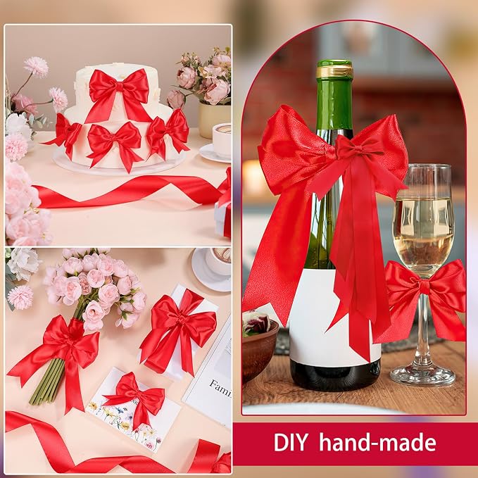 woric Red Satin Ribbon 1.5 Inch 60 Yards - Image 6