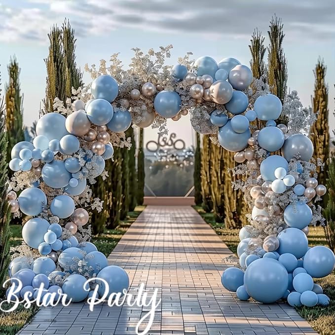 Double Stuffed Pearl Blue Balloon Garland Arch Kit | 18/12/10/5inch Different - Image 6
