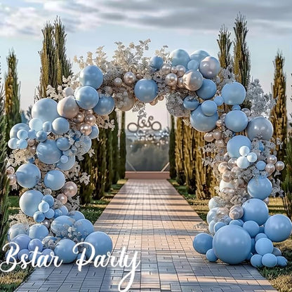 Double Stuffed Pearl Blue Balloon Garland Arch Kit | 18/12/10/5inch Different - Image 6