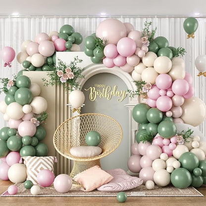 Dusty Pink and Green Balloon Arch Kit by Saxuxu