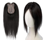 8x11cm Breathable Hair Topper, 12 inches 35g 120% Density Real Human Hair, 3 Non-Slip BB Clips, Wearable on Left, Right & Middle Part, Versatile Styling for Hair Loss & Volume Boost (Black)
