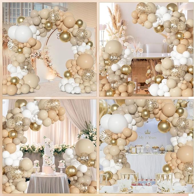 Ouddy Party White Sand Gold Balloon Arch Garland Kit 18 12 10 5 Inch | - Image 6