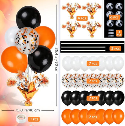 4 Set Halloween Balloons Black Orange Confetti White Balloon Stand Centerpiece - Image 3