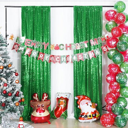 Poise3EHome Green Sequin Backdrop Curtain, 2 Panels 2FTx8FT Glitter Background - Image 6